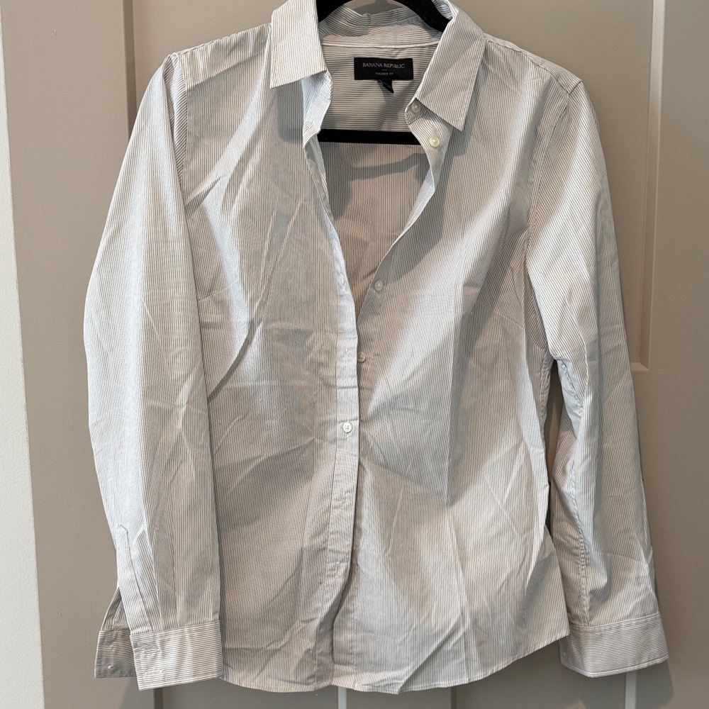 Banana Republic Sky Blue Striped Shirt